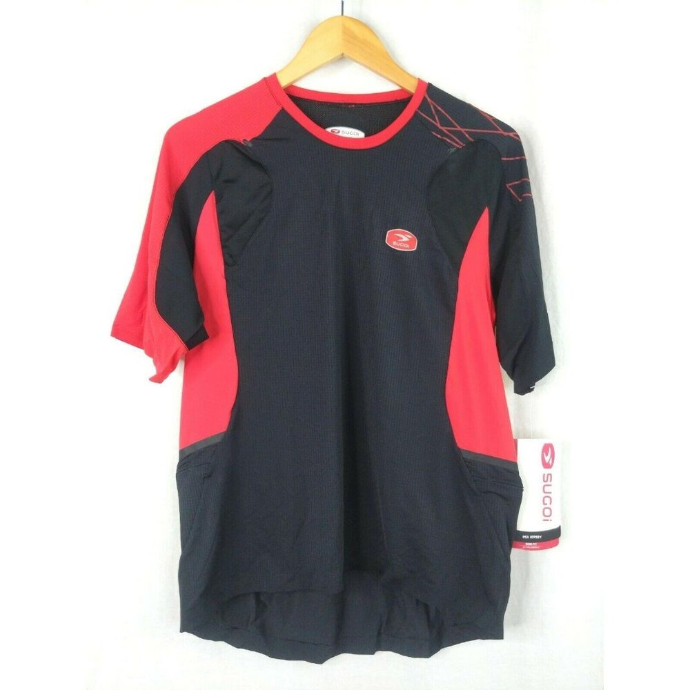 Sugoi Bike Cycling Jersey Shirt Mens M Short‎ Sleeve Black Red Pockets New